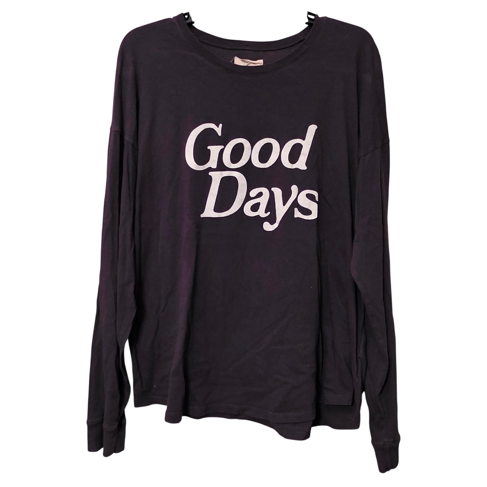 Madewell Good Days Long Sleeve Graphic Tee Gray Cotton Size Large
